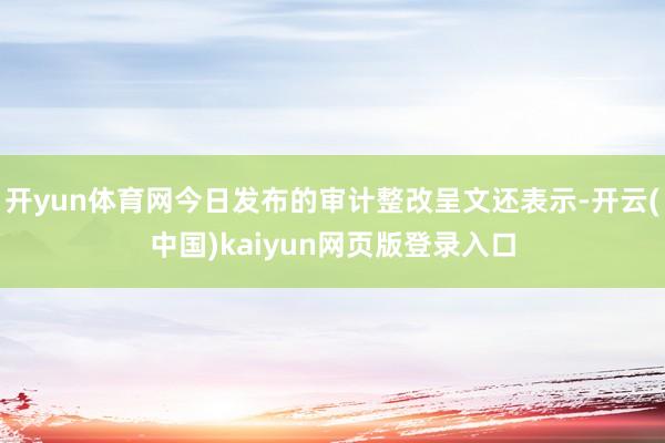 开yun体育网今日发布的审计整改呈文还表示-开云(中国)kaiyun网页版登录入口