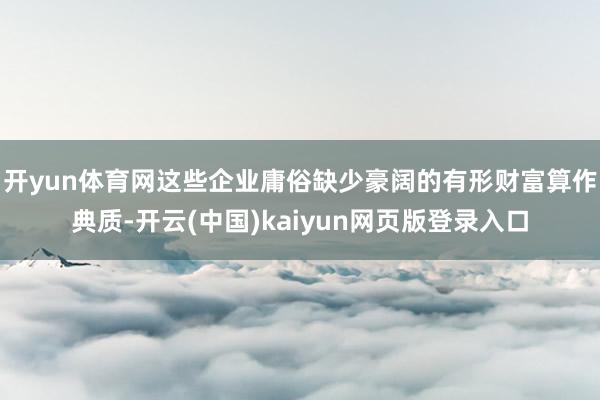开yun体育网这些企业庸俗缺少豪阔的有形财富算作典质-开云(中国)kaiyun网页版登录入口